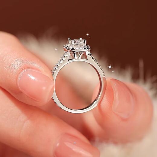 Pt950 platinum moissanite color diamond ring female princess square bag 50 points 1 carat square luxury proposal wedding closed square bag diamond ring 50 points - light luxury model default live mouth can be adjusted in size