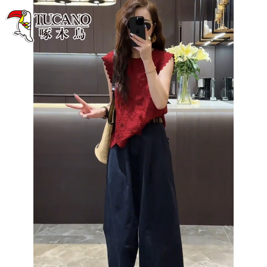 Spechts Sommeranzug High-End-Anzug kleiner Hohlspitzen-Spitzen-Top-Hose zweiteiliger Top S (80-100)
