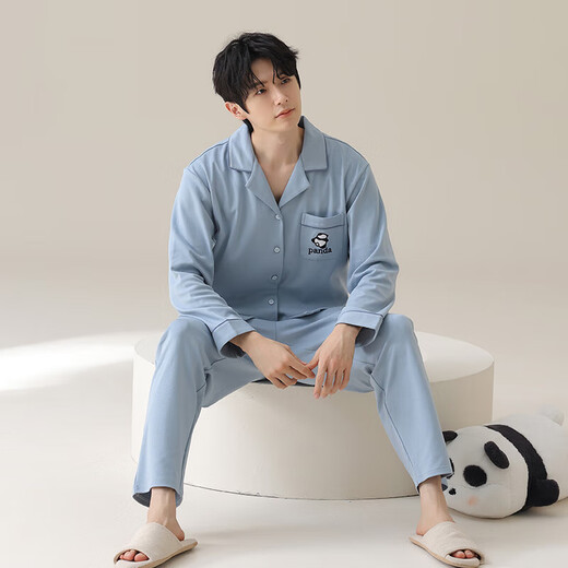 100% coton pur pyjamas de pyjamas et pantalon à manches longues à manches longues pour que les jeunes d'âge moyen et les jeunes sortent de style masculin T16805 [pantalon à manches longues] xl [120-140jin [Jin est égal à 0,5 kg]]]