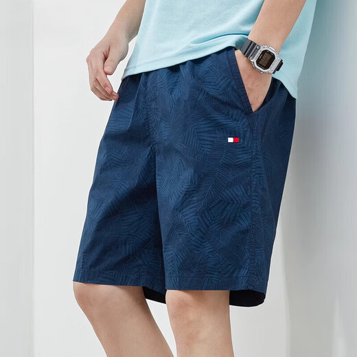 Tommy Bull (Tommybull) Tommy Tommy Summer Pure Cotton Five Cut Shorts Casual und All-Match Loose Beach Hosen Herren trendy 9215 Dunkelblau Farbe + 9215 Blau M (vorgeschlagen 100-120 Jin [Jin gleich 0,5 kg]))