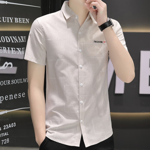 Fat Donglai [Recommandé par la mère centrale] Shirt à manches courtes d'été pour hommes de style coréen et polyvalent à mi-manche