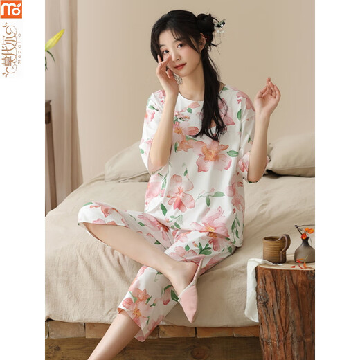 Modal pajamas for women in summer 2025 new Chinese style short-sleeved suit cropped pants for casual thin style Y9902 M
