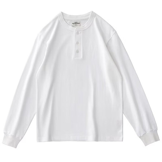 Oyati Autumn and Winter New American Casual Henley Shirt Men's Retro Simple Versatile Color Daily Long-Sleeved T-shirt Gray M