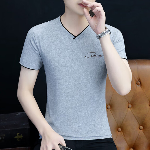 Offizielle Website für Männer mit kurzer Ärmeln T-Shirt Ice Seidenmodal halbärmelig Top V-Ausschnitt T-Shirt Neues Sommerstil Y-D7029 Weiß M _ Vorschlag: 100-115jin [Jin entspricht 0,5 kg]