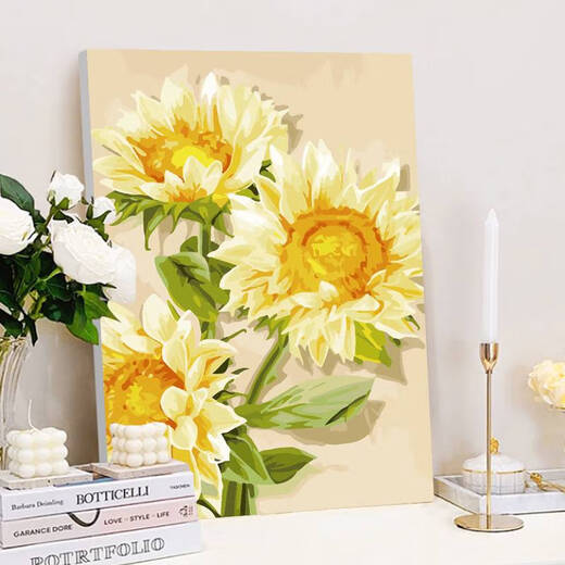 Yonghuan series sunflower DIY digital oil painting fill hand-painted coloring hand-painted coloring painting oil painting SJ9738 30*40cm stretched thick solid wood inner frame