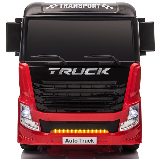 BeRica 8-wheel heavy truck container truck head children's electric car remote control children's toy car can seat people black container with cabinet + leather seat + foam wheels four drive