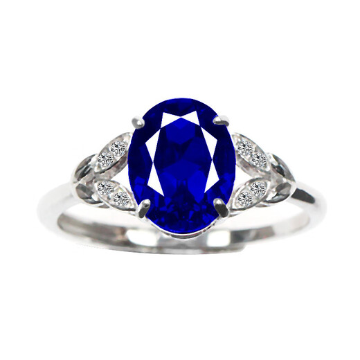 DL 1998 Fat Donglai same style tanzanite ring leaf ring female sapphire two carat tanzanite fashion personality 925 silver live mouth (main stone 7*9mm) G3