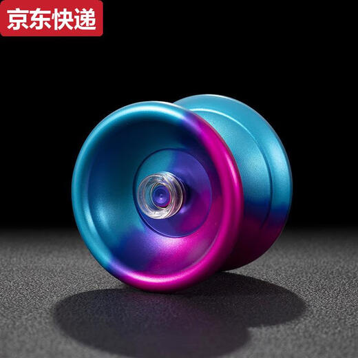 奇立彩厂家直销专业悠悠球金属溜溜球比赛版YOYO球铝合金儿童玩具 gm黑兰银点