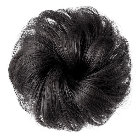 Jiao Xuefei ball head wig, real hair hair band, natural black, updo hair package artifact to increase hair, high skull hair package, ancient style flower bud head