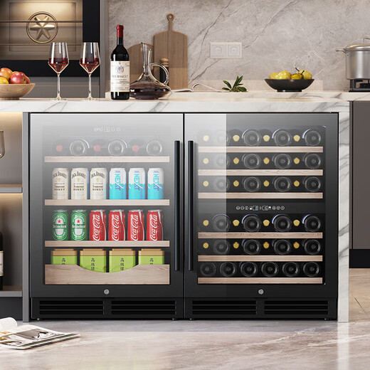 Bai Kailun Ice Bar Red Wine Cabinet Home Embedded Wine Cabinet Office Glass Door Refrigerator Tea Beverage Wine Refrigerator Fruit Preservation Cabinet Constant Temperature Cabinet Constant Humidity Grape Single Temperature丨Red Wine Style 150L Thin Style