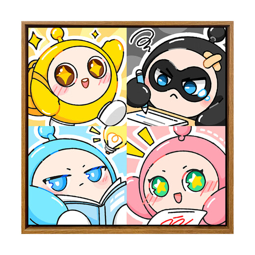 Cute Cartoon Eggman Party Digital Oil Painting DIY Hand Painting Painting Color Filling Acrylic Hand Filling Children's Oil Painting SJ13701 20*20cm Stretched and Thickened Solid Wood Inner Frame Highlight Paint+Canvas+