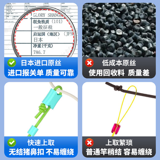 Yingke imported fishing line, no adjustment, no knots, seven-star floating fish float main line set, fishing finished product combination set, complete set 5.4 meters 5.4 meters olive - knotless quick lock - second line change 3 rolls 0.8 imported raw silk - tensile strength increased by 20%