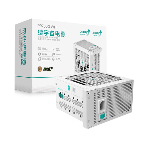 Jiuzhou Fengshen (DEEPCOOL) PR750G WH Ape Universe Netzteil, weiß, PPLP Gold zertifiziert, 750 W Vollmodul ATX3.1 Netzteil mit seitlichem Stecker, 10 Jahre Garantie