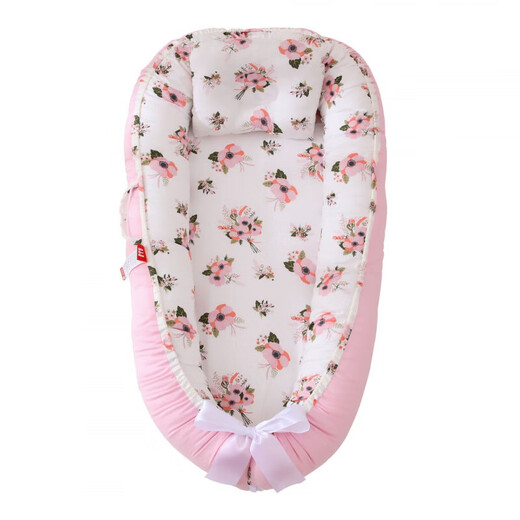 Fully cotton breathable and detachable portable crib mid-bed bionic baby nest baby pillow travel crib grey edge animal (no quilt) HDJ 50*85
