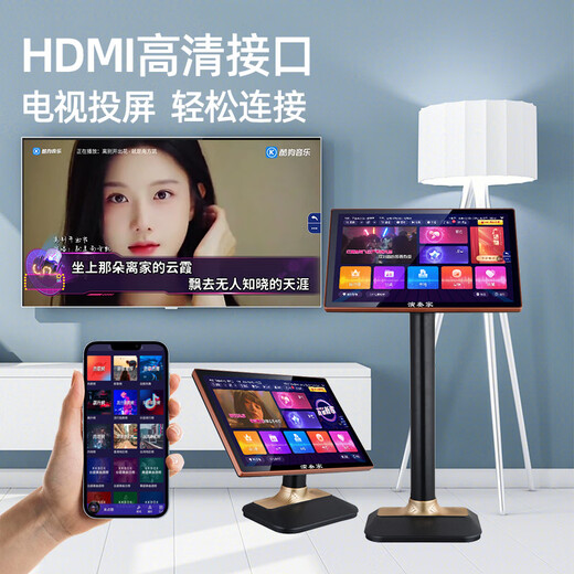 Performer karaoke machine home smart voice home karaoke all-in-one machine new high-definition touch screen WiFi network capacitive screen professional singing high-end and sound element connected to TV 17-inch capacitive touch screen 500G - default floor stand when placing an order (please note the desktop stand)