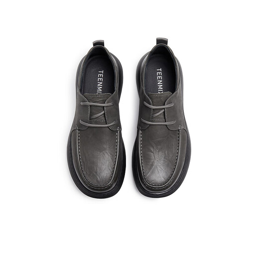 Tianmeiyi Leather Shoes Mall Same Style Business Lace Solid Color Casual Men's Shoes 2025 Autumn New Style Gray 40