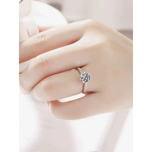 DR twisted arm diamond ring for women PT950 platinum snowflake slightly twisted group inlaid with one carat moissanite diamond for proposal, wedding, Valentine's Day gift, 50 points live mouth