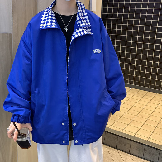 胖子日系立领夹克男大码宽松开衫上衣褂子休闲运动高街外套春秋季 6628米白色 M