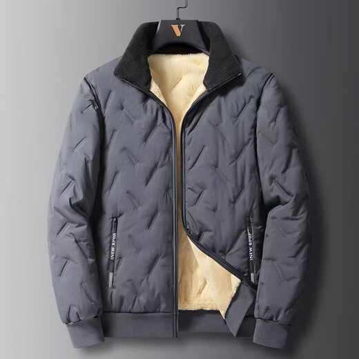 Mingwei Baodeng cotton coat men's winter velvet warm quilted jacket men's casual stand-up collar cotton jacket clothes outdoor work clothes black 2XL - recommended 120-140Jin Jin equals 0.5 kg