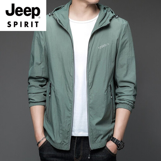 
JEEP SPIRIT sunscreen clothing for men summer thin outdoor ice silk hooded breathable sunscreen clothing for men jacket 9928 mist blue M 170 105-120Jin [Jin equals 0.5 kg]