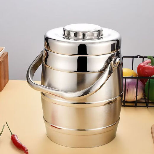 Ye Yu Stainless Steel Pot Three-layer Insulated Stainless Steel Lunch Box Student Office Workers Bring Meal Large Capacity Insulated Bucket Home Outing 2.4L Suitable for 2-3 People