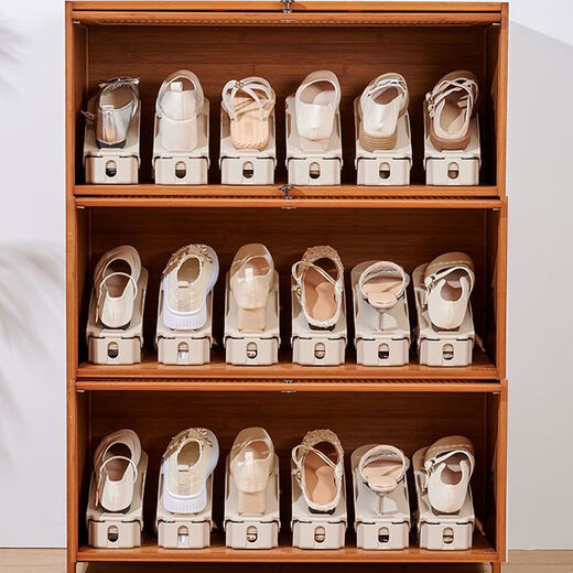 Qinkai adjustable shoe rack to store shoes artifact double-layer shoe bracket home shoe cabinet layered partition dormitory simple shoe cabinet high quality and durable 10 sets four-speed adjustment