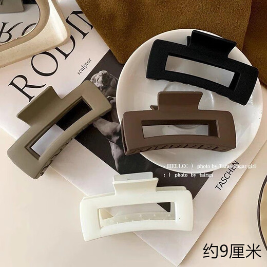 Barberry summer new matte matte square simple hair clip for the back of the head bangs hairpin shark clip 2025 new square gripper black 1 piece