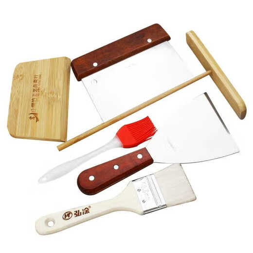 Raft core bamboo dragonfly pancake artifact household tools fried grain cake scraper egg cake rake stand combination set 13cm rake/14cm bamboo scraper/wool brush