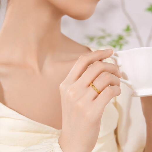 Century Yuan Crushed Ice 18K gold ring as a birthday gift for girlfriend 18# ring gold weight 0.31-0.33g