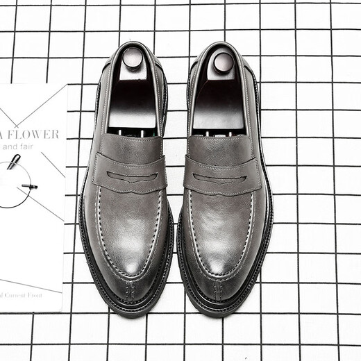 
Ruan Dai (RUANDAI) Doudou shoes men's trendy British style lazy loafers business formal wear breathable casual leather shoes 9715-D black 38