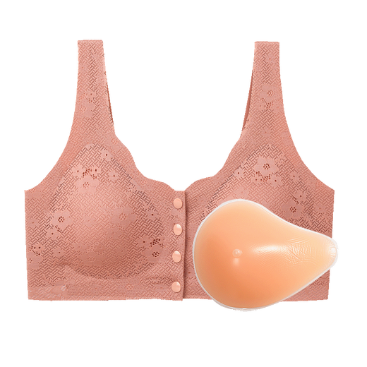 Universeller Post-Breast-Spezial-BH mit Schnalle Weste Silikonhyperplasie Entfernung von Traaceless Brust Bra Zwei-in-One-Fake-One-Brust-Khaki (einteiliger Bra) L [80-110jin [Jin entspricht 0,5 kg]]