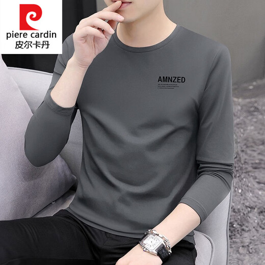 
Pierre cardin knitted high-quality long-sleeved T-shirt for men in autumn 2025 new base shirt for men in spring and autumn with ice-soft silk round neck 9209 carbon ash M Recommended 70-90 Jin [Jin equals 0.5 kg]