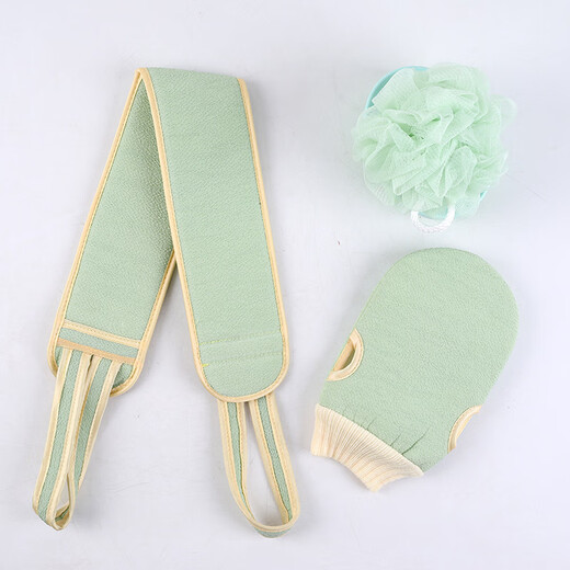 Fat Donglai's same style bath towel for adults, powerful mud rub and decontamination bath towel, back strip bath ball set for bathing, blue (bath towel + back rub strip) 2-piece set