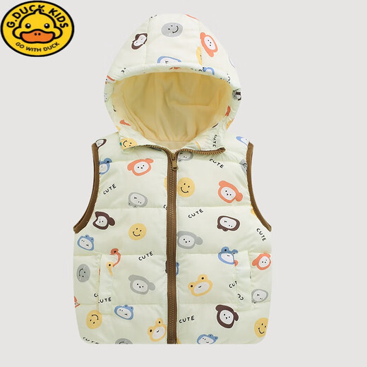 G.DUCKKIDS children's down cotton vest autumn and winter new style small and medium-sized children's floral hooded vest male and female baby warm vest jacket blue bear 120 height 110-115cm age 5-6 years old