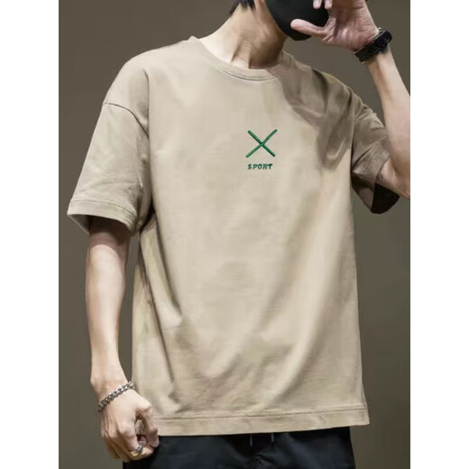 Hogar de Hailan (HLA) 2024 Camiseta de algodón corto de algodón de peso corto para hombres Top de algodón de algodón de algodón de mante manga de moda versátil versátil.