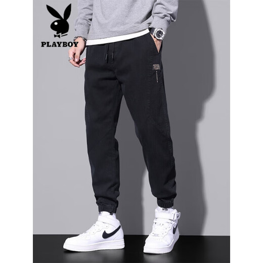 Playboy (PLAYBOY) 2025 Spring and Autumn New Men's Body Sleeps Teen All-Match Leisure Pants Fashion Daily Student Leisure Pants Gray 9859 M