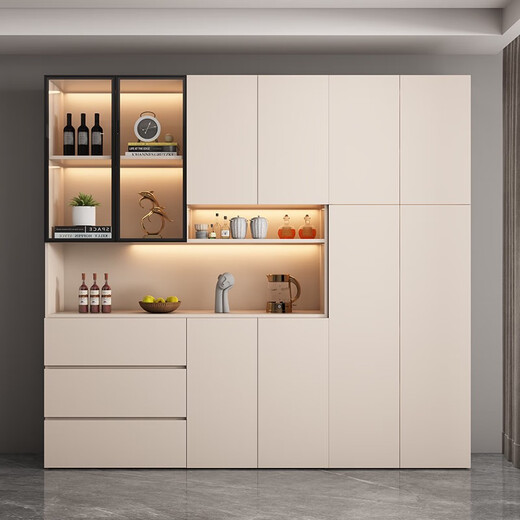 Shuaishi Massivholz Seitenschrank hoher Schrank moderne einfache Wand integrierte Essschrank Wohnzimmer Weinschrank Eingangsschrank kann maßgeschneidert werden.