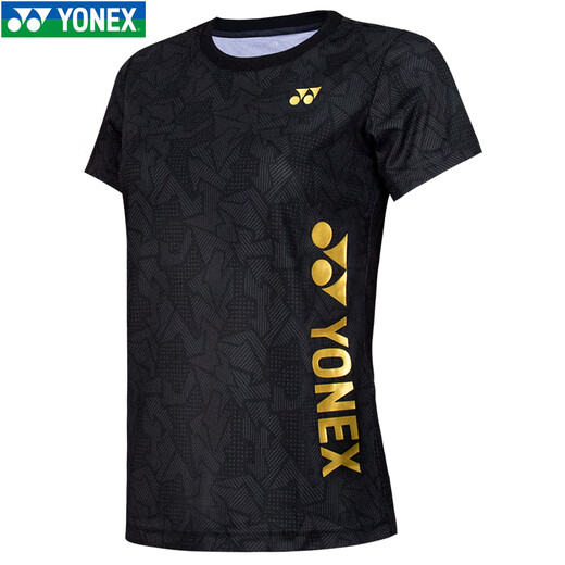 尤尼克斯（YONEX）羽毛球服运动服T恤上衣短袖透气 男款-115071BCR-黑  L 