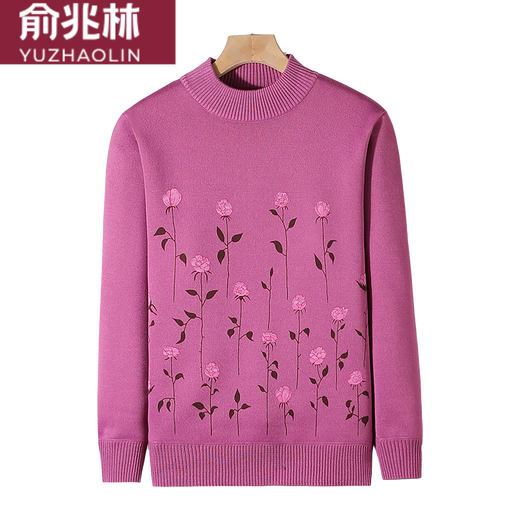 Yu Zhaolin (Yuzhaolin) 2023 Winter neuer Stil mittlerer und älterer Frauen halbhöher Kragen plus Samt warme Kleidung modische Mutter Dicke Pullover Basishirt 6630 Burgundy plus Samt L Empfohlen 100-115 Jin [Jin gleich 0,5 kg]