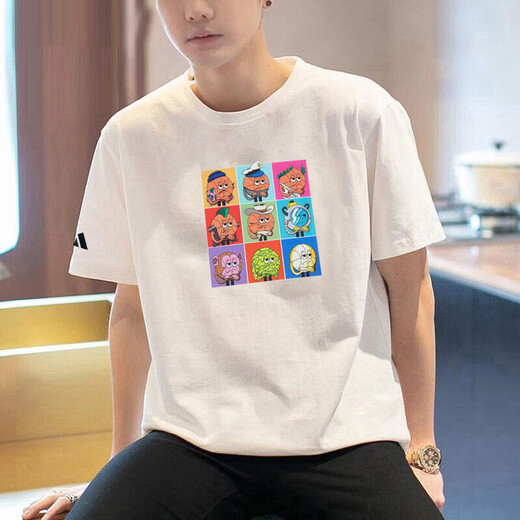 
Adidas short-sleeved men's 2024 summer basketball sportswear pure cotton round neck printed white T-shirt IP3884/cotton XL 175-195Jin[Jin equals 0.5 kg]