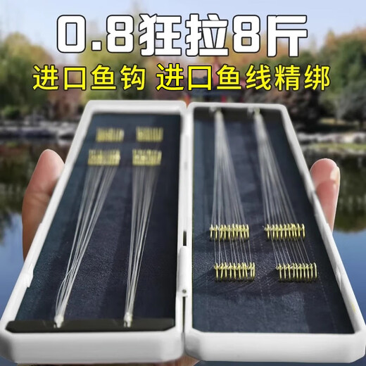 Haidi 40 pairs of imported gold sleeves line with double hooks and thorns, finished fish hooks tied set, official hanging line set, special for carp and crucian carp, gold sleeves with thorns, hook 3/4 + line 0.8/1.0, 20 each