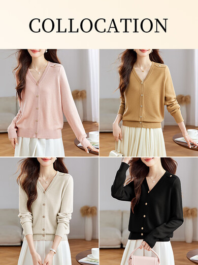 QIAFAN (QIAFAN) early autumn small fragrance style short knitted cardigan women's 2025 new style loose slim sweater jacket spring and autumn camel M [90-105Jin[Jin equals 0.5 kg]]