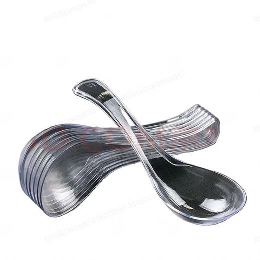Disposable food-grade spoons, thickened, take-out fast food, transparent plastic spoons, crystal spoons, 100 pieces, 2 bags - simple packaging