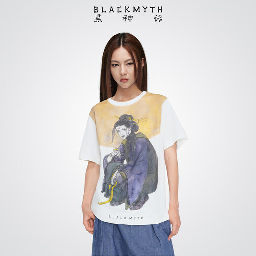 Black Myth Aoyama Ambition short-sleeved T-shirt Black Myth Goku official peripheral clothing Men and women same style print casual loose L