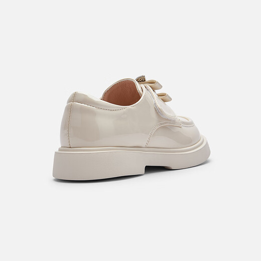 Balabala children's shoes children's small leather shoes princess shoes girls' shoes 2025 spring and autumn new loafers sweet literary off-white 10301 31 (foot length 18.8-19.3/inner length 20.3)