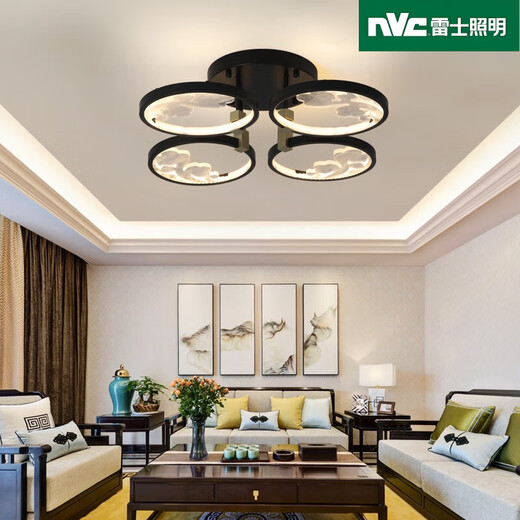 雷士（NVC）2025新款新中式吸顶灯LED客厅灯中国风禅意卧室现代简约大气家用 1W 6623-3头三色光