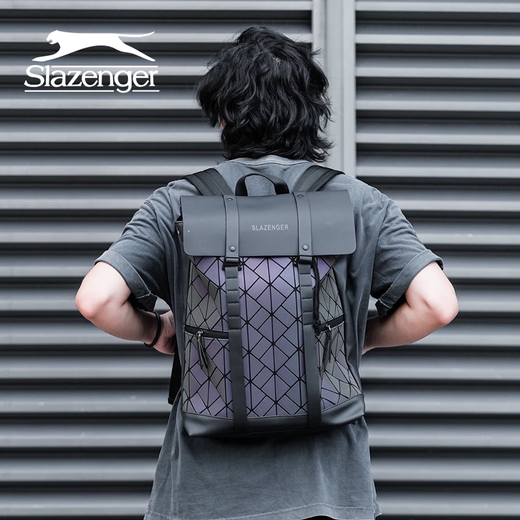 Slazenger/Slazenger Fashion Trendy PU versatile travel bag backpack for men and women diamond black