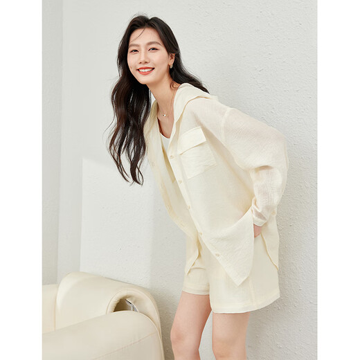 Vanciman Casual Commuter Laiseers Set Women's Summer New Kapuzen-Top-Shorts Casual Zwei-teiliger Aprikose M.