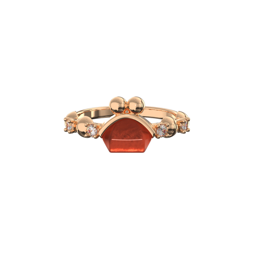 Yuansi 2025 mini red agate shell gold-plated silver ring high-end holiday gift red agate rose gold size 12