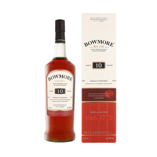 
Bowmore 10 years Isle of Scotland Single Malt Whiskey 1000ml 40 degrees Gift box Imported wine